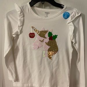 Christmas Unicorn Flip Shirt Size 10